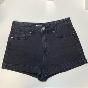 Pacsun black denim shorts. Waist size 25. Tighter style of shorts.